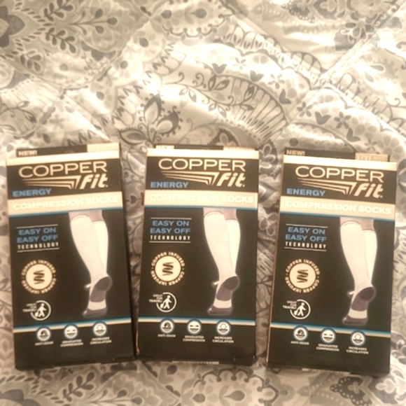 Copper Fit White Compression Socks for Men Size L - Picture 1 of 3